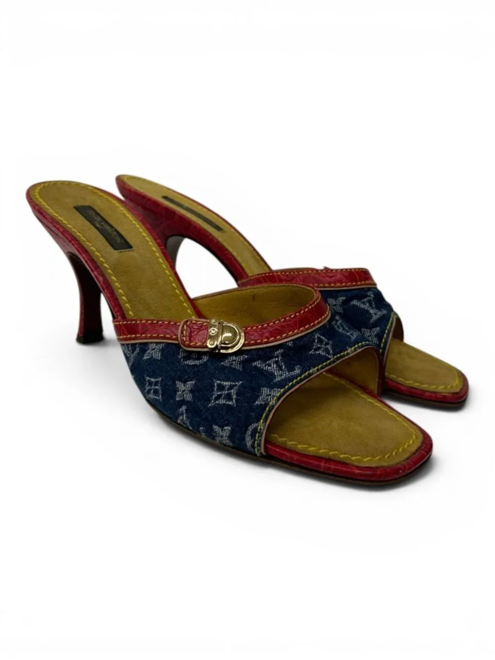 Vintage Louis Vuitton Monogram Denim Mules, Size 38.5 EU